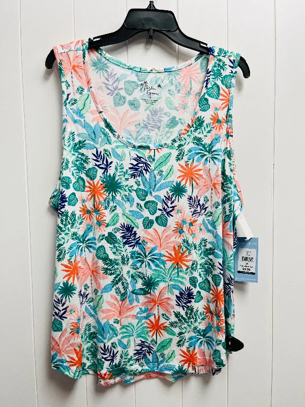 Blue & Orange Top Sleeveless PALM GROVE, Size 1x