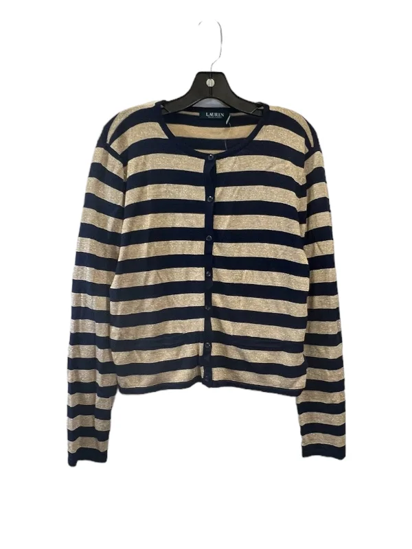 Cardigan By Lauren By Ralph Lauren In Blue & Gold, Size: Xl