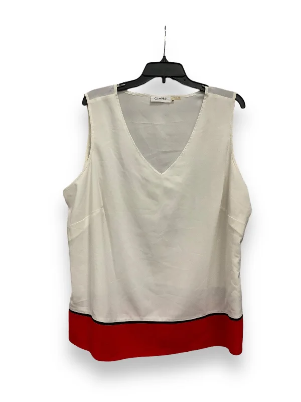 Red & White Blouse Sleeveless Calvin Klein, Size 2x