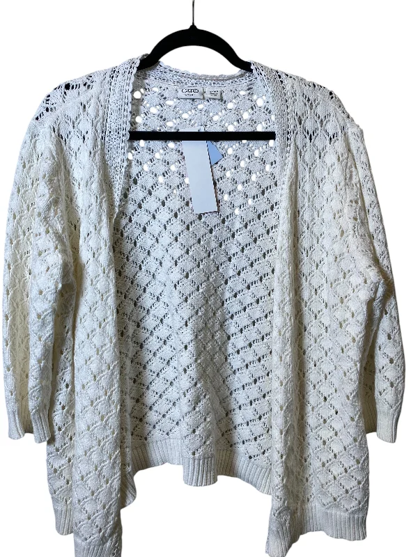 Sweater Cardigan By Cato In White, Size: 2x