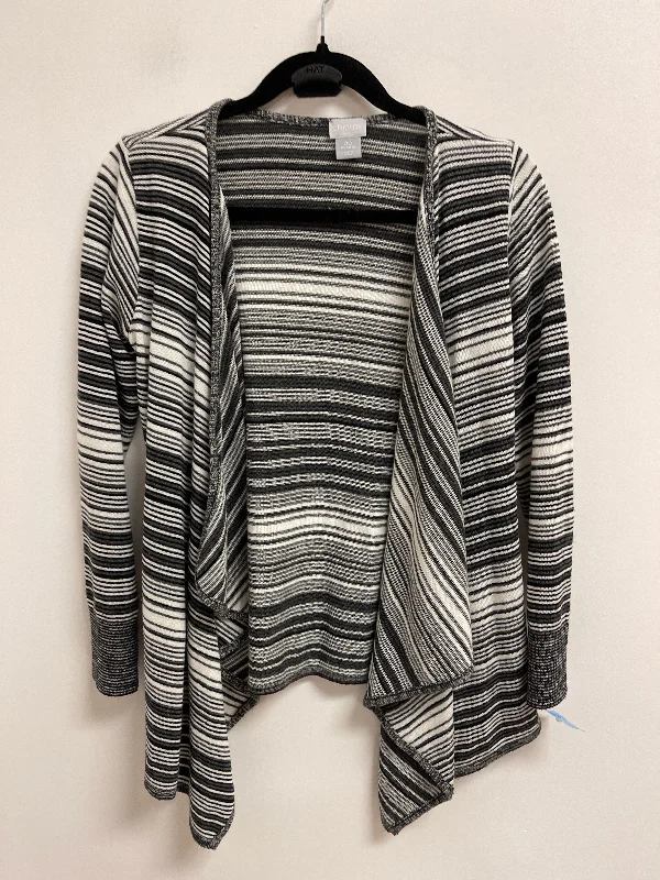 Sweater Cardigan By Chicos In Black & White, Size: Xs