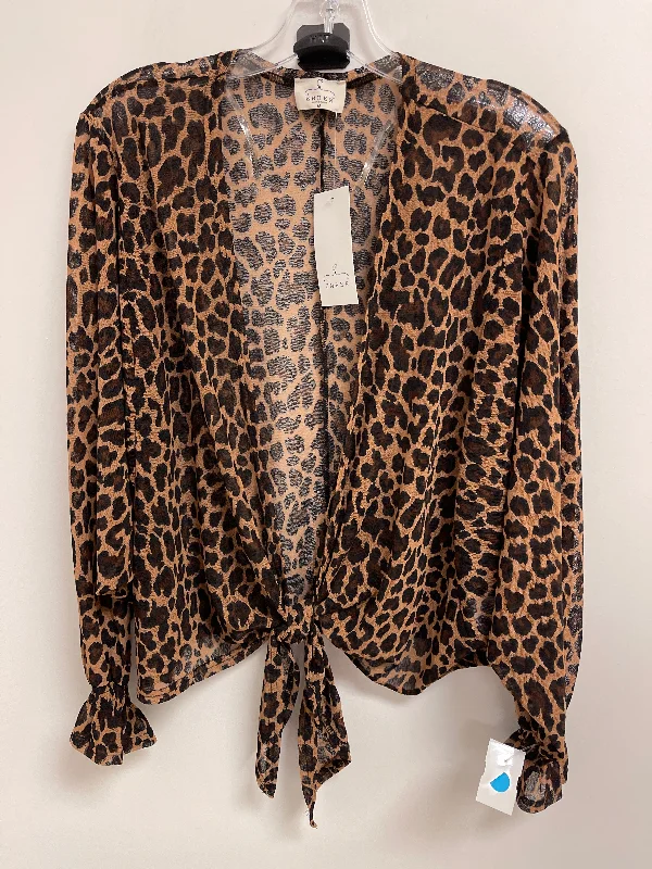 Sweater Cardigan By Clothes Mentor In Animal Print, Size: M