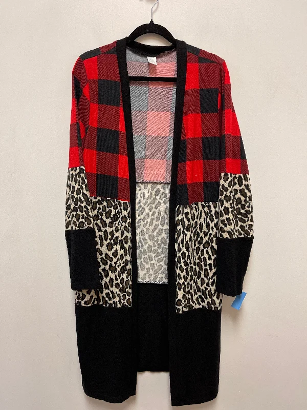 Sweater Cardigan By Clothes Mentor In Animal Print, Size: Xl