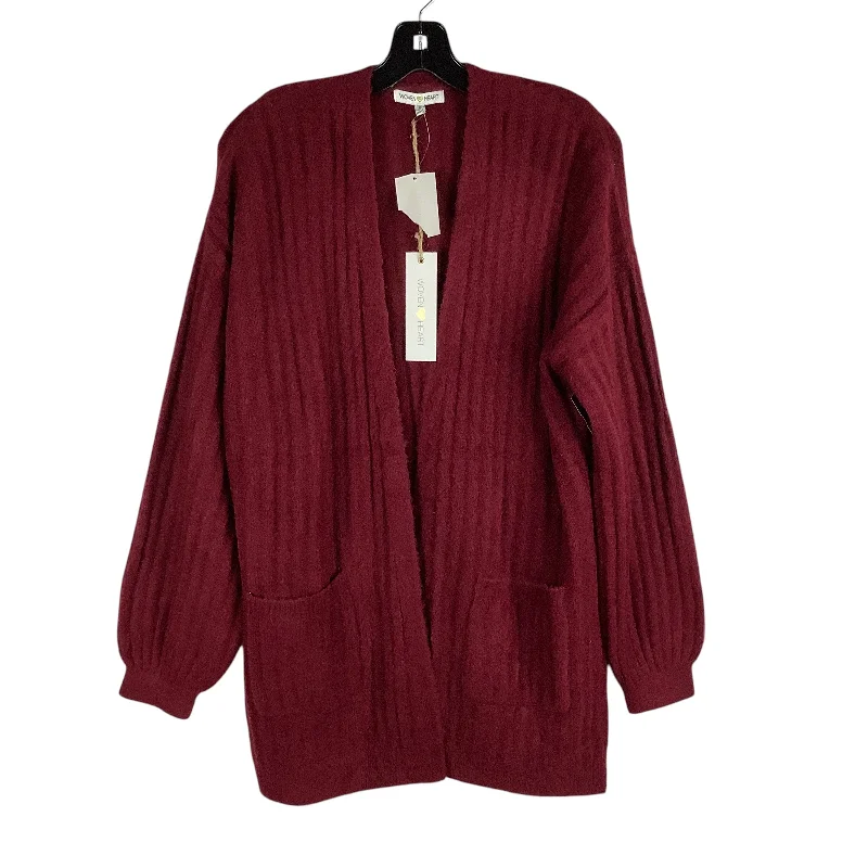 Sweater Cardigan By Clothes Mentor In Maroon, Size: S