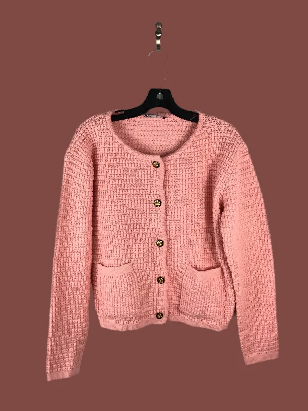 Sweater Cardigan By Clothes Mentor In Peach, Size: M