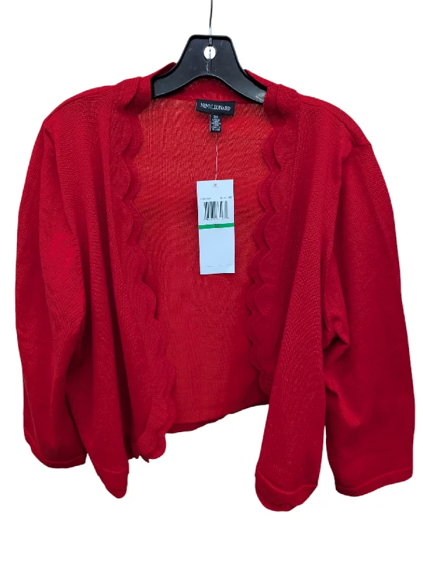 Sweater Cardigan By Clothes Mentor In Red, Size: 3x