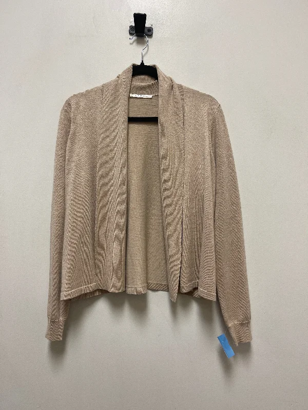 Sweater Cardigan By Cyrus Knits In Tan, Size: M