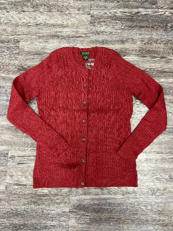 Sweater Cardigan By Eddie Bauer In Red, Size: M Tall