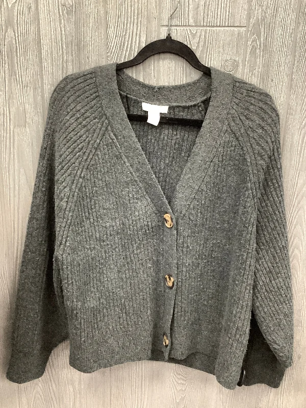 Sweater Cardigan By H&m In Grey, Size: Xxl