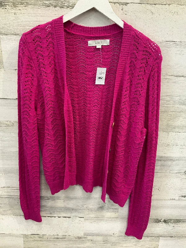 Sweater Cardigan By Loft In Pink, Size: M