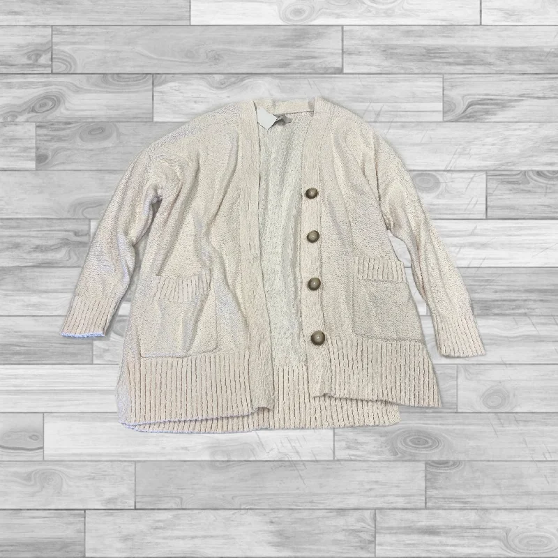 Sweater Cardigan By Loft In White, Size: L