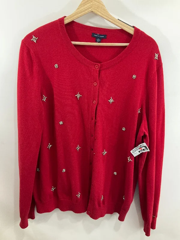 Sweater Cardigan By Tommy Hilfiger In Red, Size: Xxl