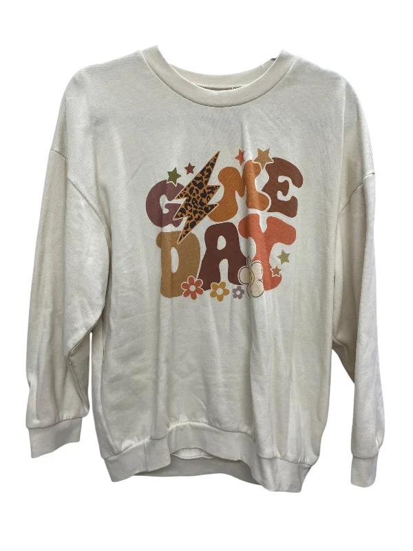 Sweatshirt Crewneck By Clothes Mentor In Beige, Size: L