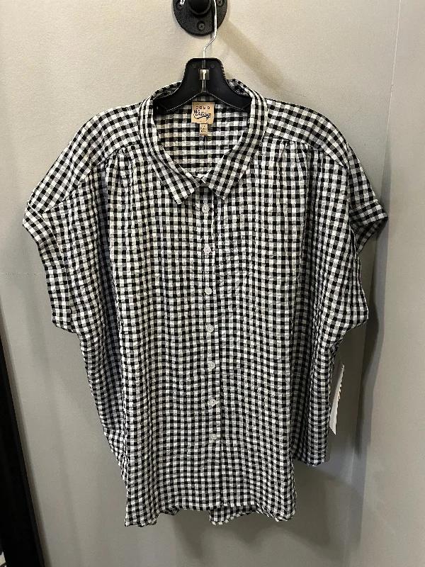 Top Short Sleeve By Como Vintage In Black & White, Size: 3x