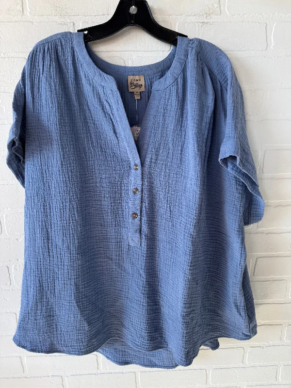 Top Short Sleeve By Como Vintage In Blue, Size: 3x