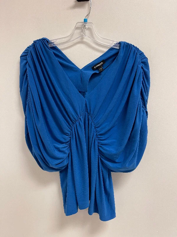 Top Short Sleeve By Express In Blue, Size: Xs