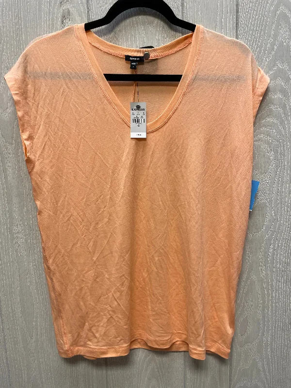 Top Short Sleeve By Express In Peach, Size: Xs