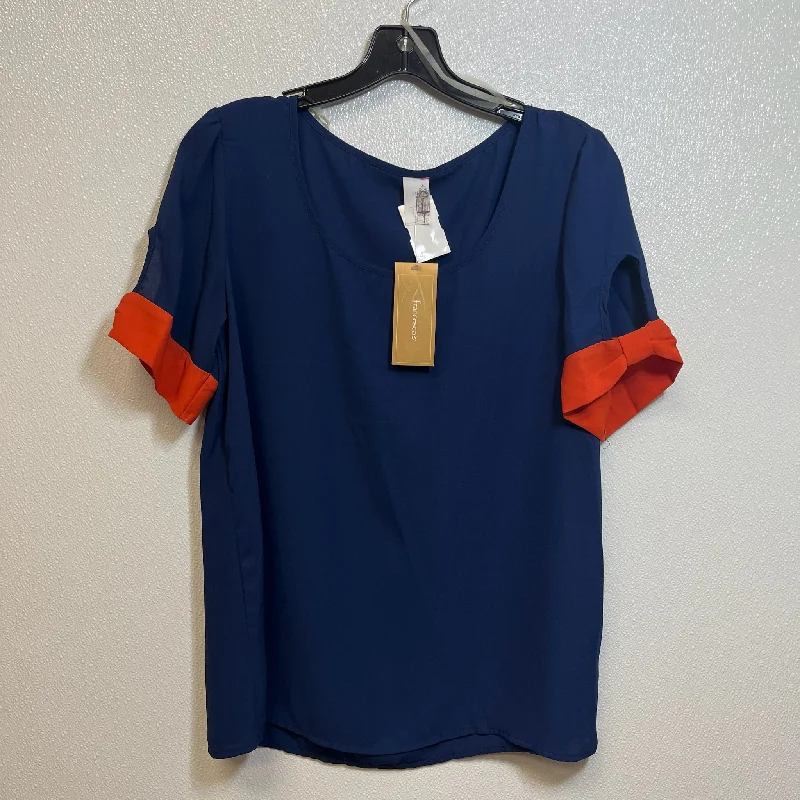 Top Short Sleeve By Francesca's In Navy, Size: L