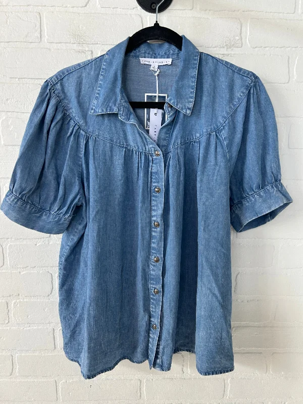 Top Short Sleeve By Jane And Delancey In Blue Denim, Size: L