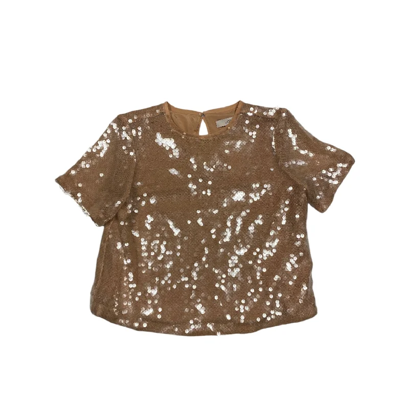 Top Short Sleeve By Loft In Tan, Size: M