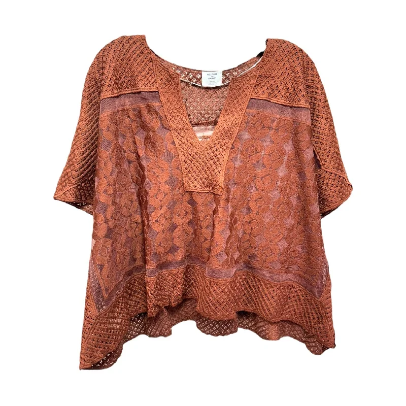 Top Short Sleeve By Melrose And Market In Brown, Size: Osfm