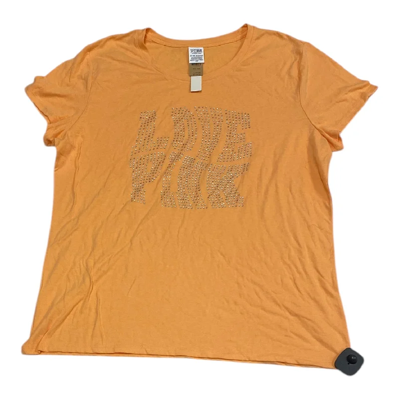 Top Short Sleeve By Pink In Orange, Size: Xxl