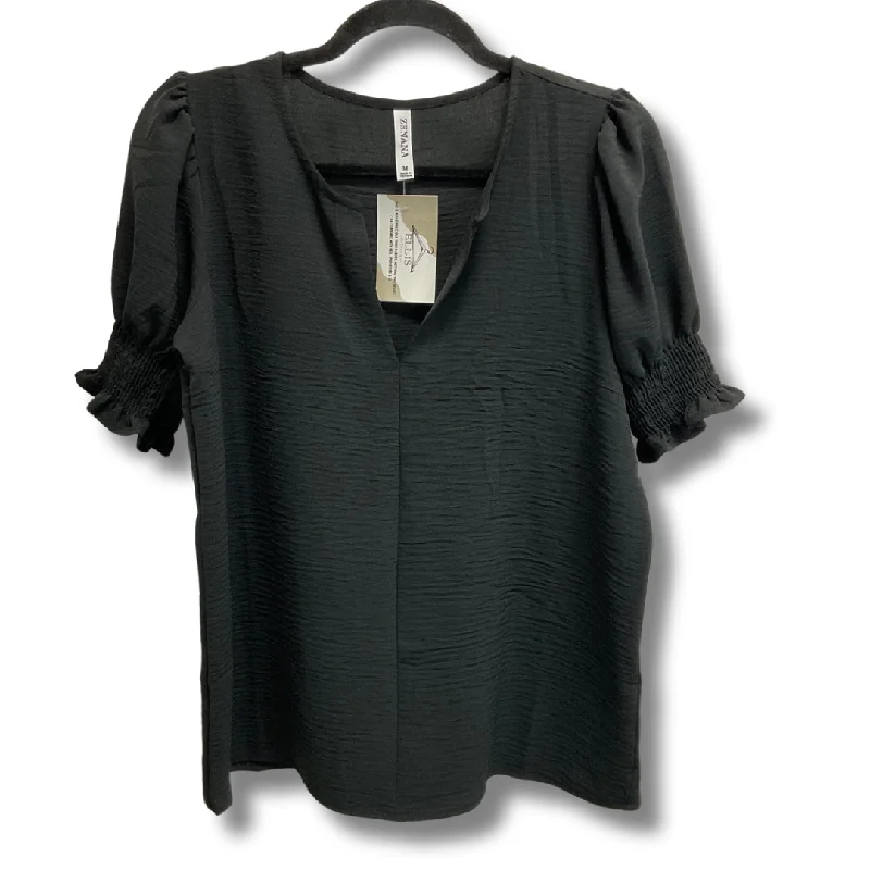 Top Short Sleeve By Zenana Outfitters In Black, Size: M