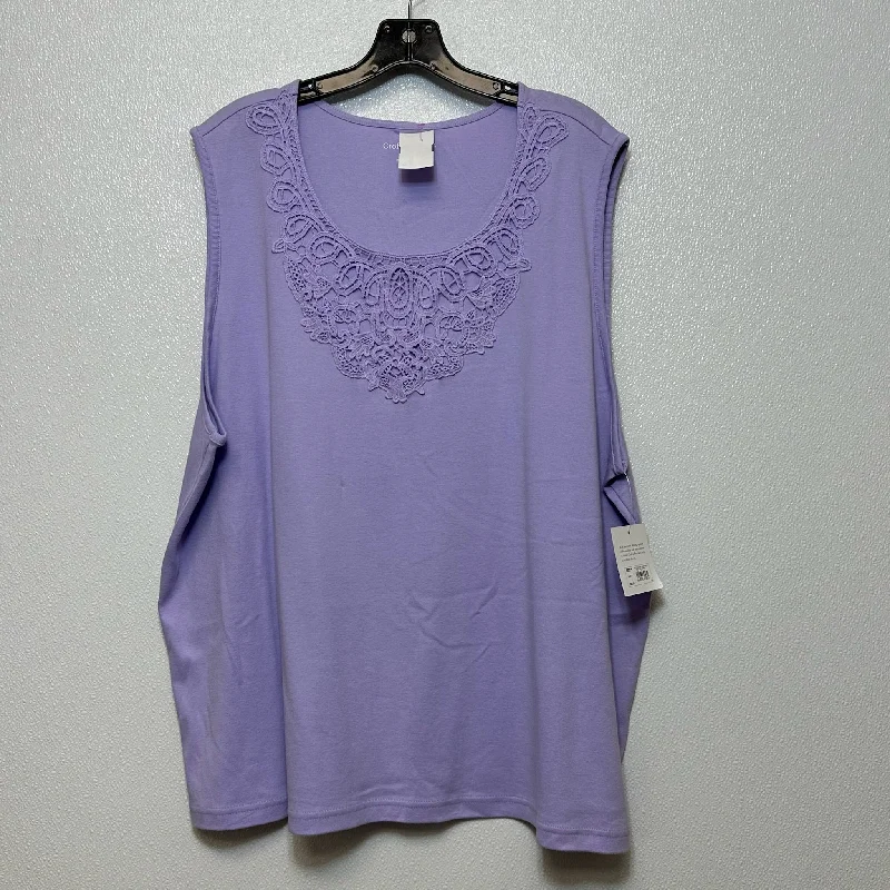 Top Sleeveless By Croft And Barrow In Purple, Size: 3x