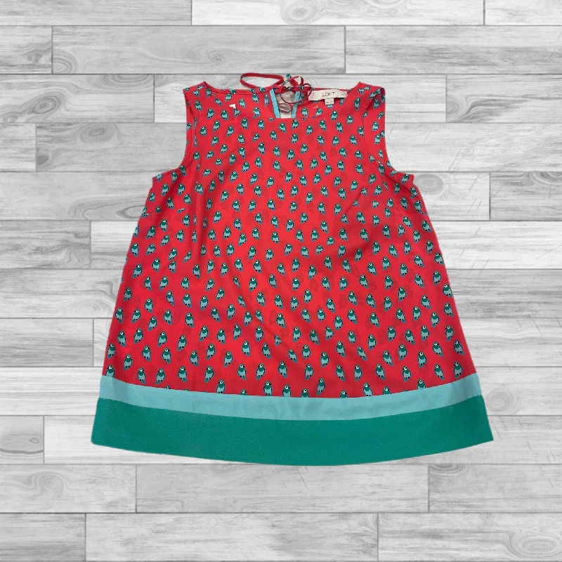 Top Sleeveless By Loft In Green & Red, Size: Xsp