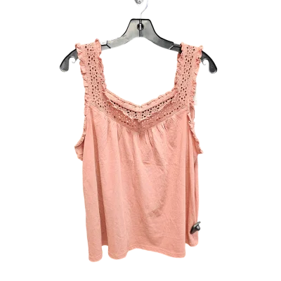 Top Sleeveless By Loft In Pink, Size: L