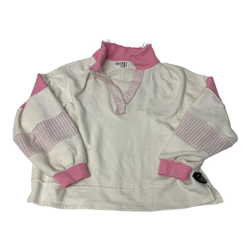 Sweatshirt Collar By Bucket List In Pink & White, Size: M