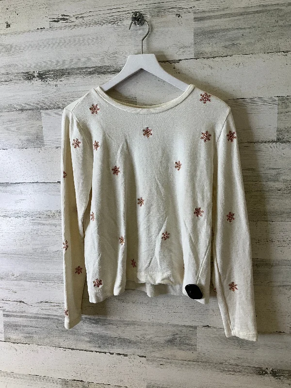 Sweatshirt Collar By Loft In Ivory, Size: M