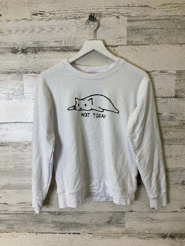 Sweatshirt Crewneck By Clothes Mentor In White, Size: M