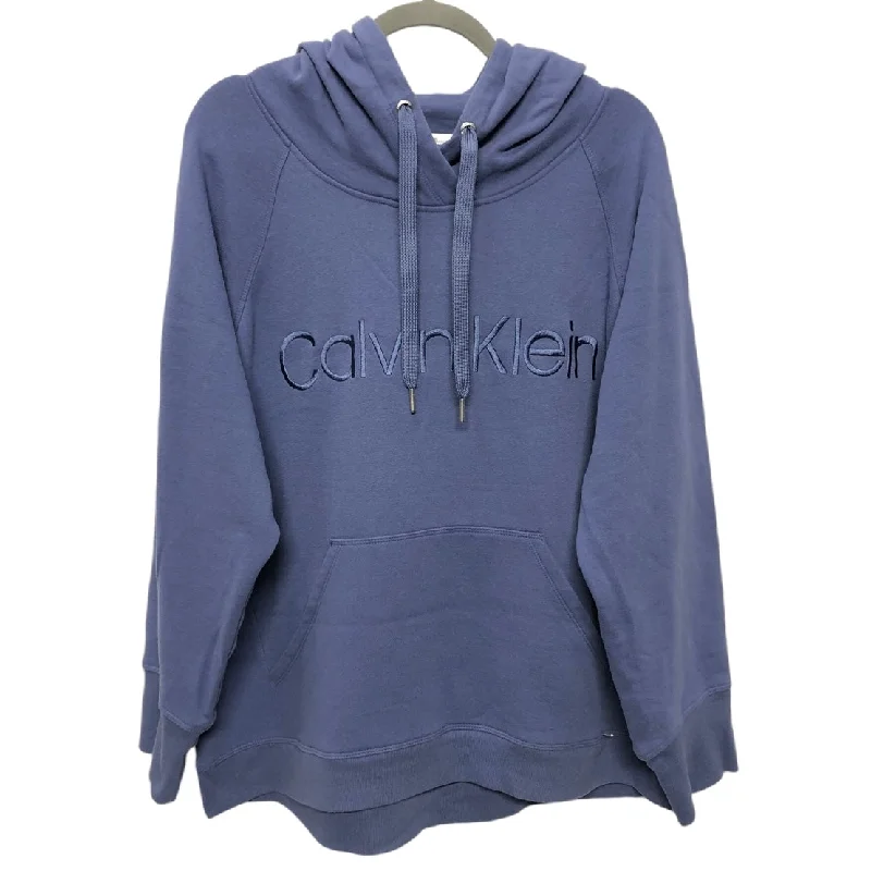 Sweatshirt Hoodie By Calvin Klein In Purple, Size: Xxl