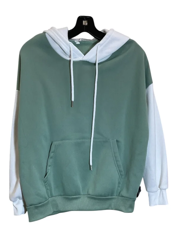 Sweatshirt Hoodie By Clothes Mentor In Green & White, Size: S