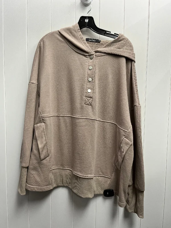 Sweatshirt Hoodie By Clothes Mentor In Tan, Size: Xl