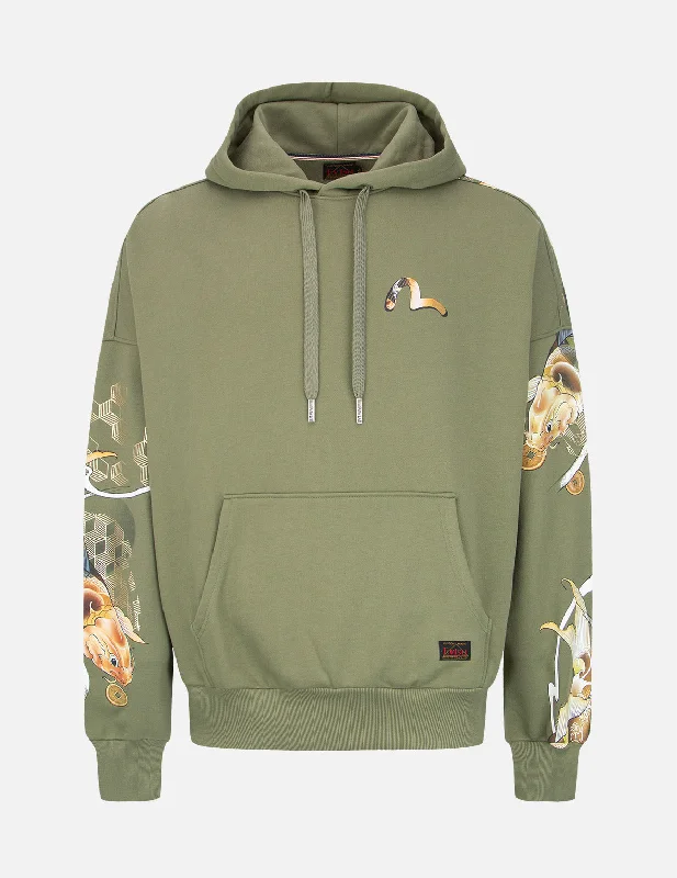 Tattoo Koi Print Hooded Sweatshirt