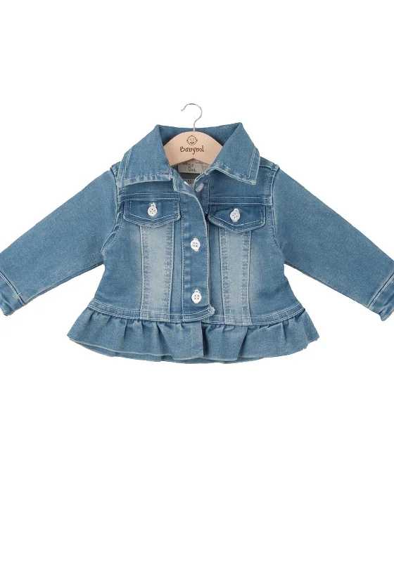 Minibol Girl Frill Denim Jacket, Blue