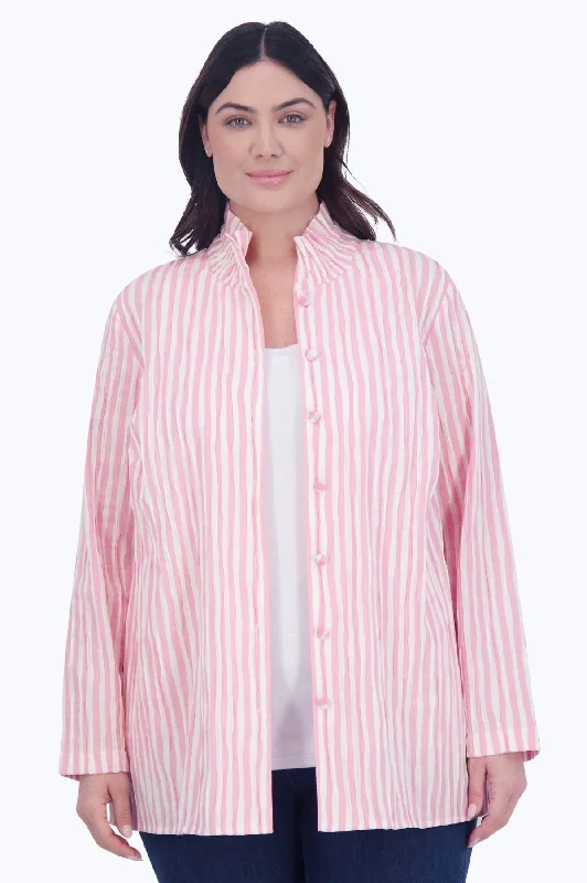 Carolina Plus Crinkle Stripe Shirt Jacket