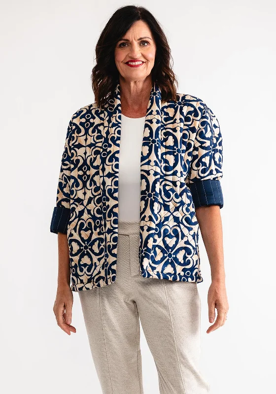 d.e.c.k by Decollage Floral Quilted Jacket, Navy