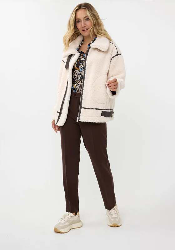 EsQualo Faux Fur Aviator Jacket, Cream