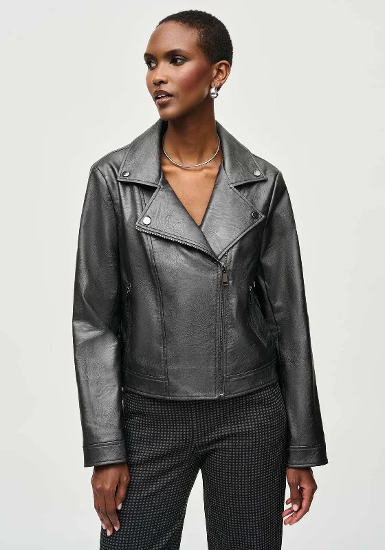 Joseph Ribkoff Matte Metallic Biker Jacket, Gunmetal