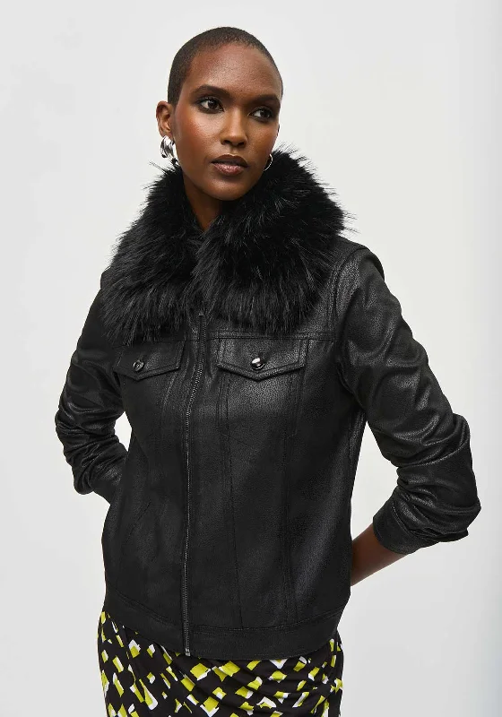 Joseph Ribkoff Faux Fur Collar Jacket, Black