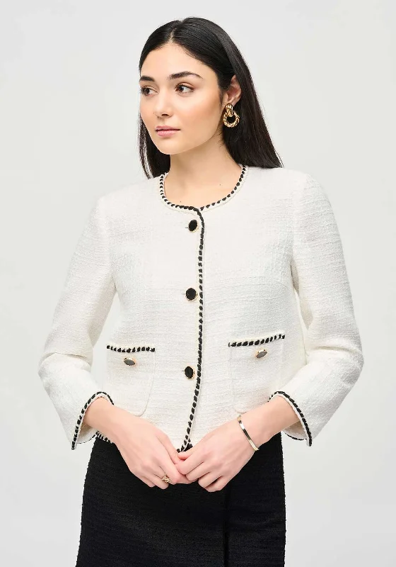 Joseph Ribkoff Marled Everyday Jacket, Winter White & Black