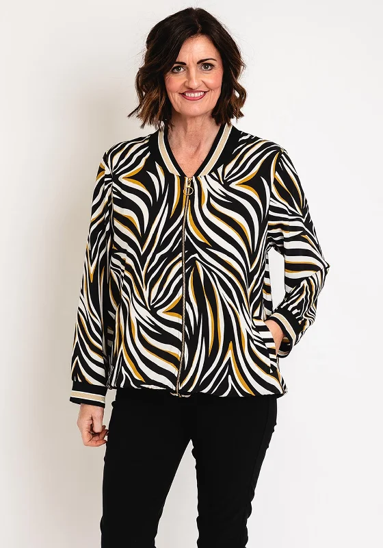 Serafina Collection Animal Print Bomber Jacket, Black