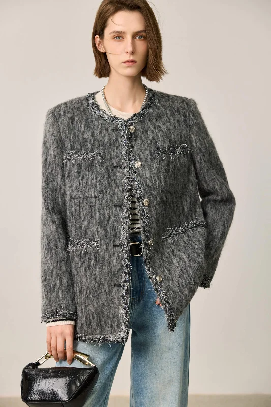 LILY Lambswool Blend Tweed-Style Wool Jacket