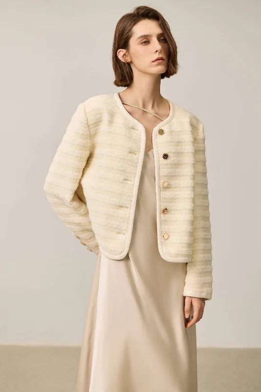 LILY Textured Tweed Shoulder Jacket