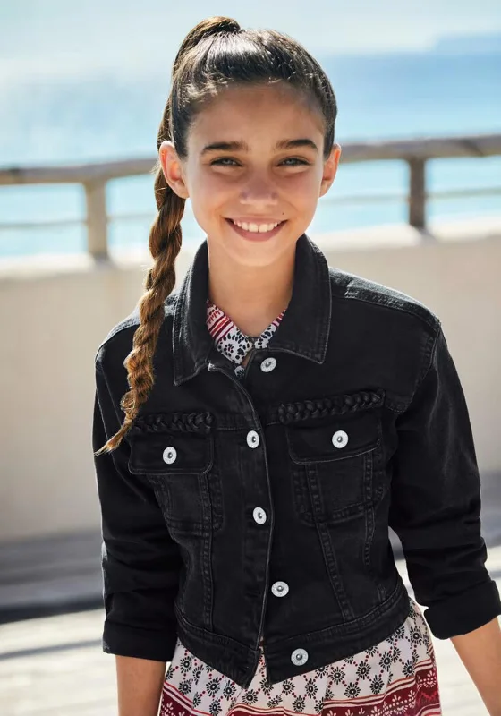 Mayoral Older Girl Better Cotton Denim Jacket, Black