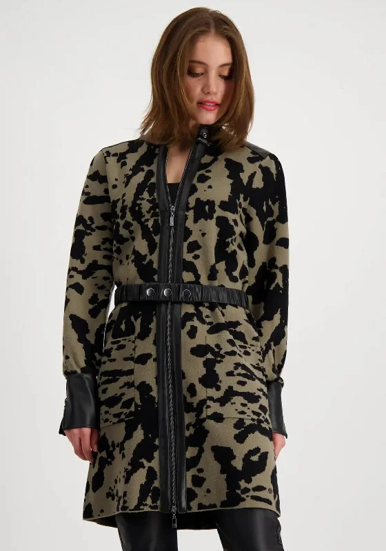 Monari Camo Print Knitted Jacket, Green & Black