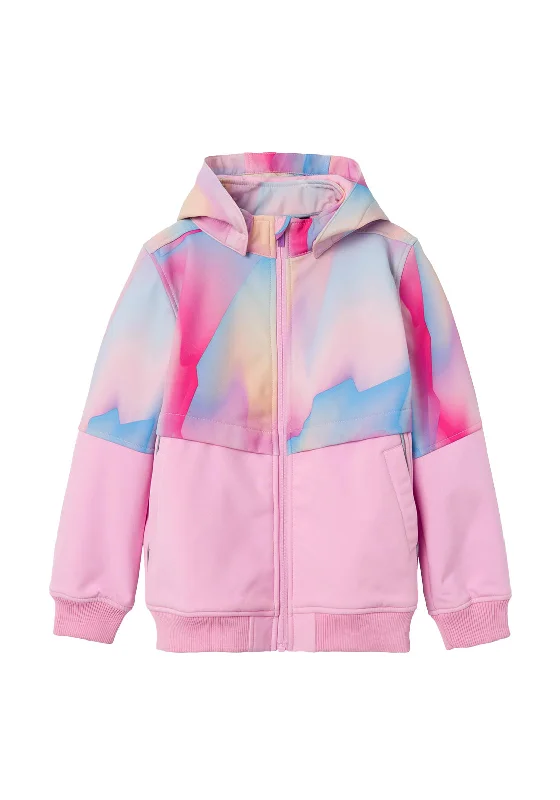 Name It Older Girls Falfa Pastel Mix Soft Shell Jacket, Bonbon